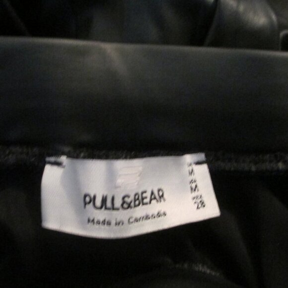 Pull&Bear Faux Leather Long Black Skirt Elastic Waist - Size US M - Picture 5 of 8